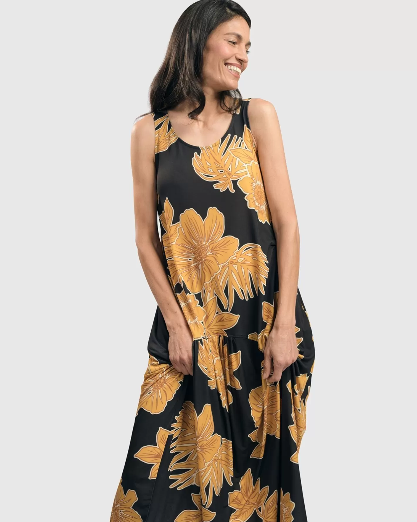 Aloha Sleeveless Maxi Dress, Gold | Alembika Sale