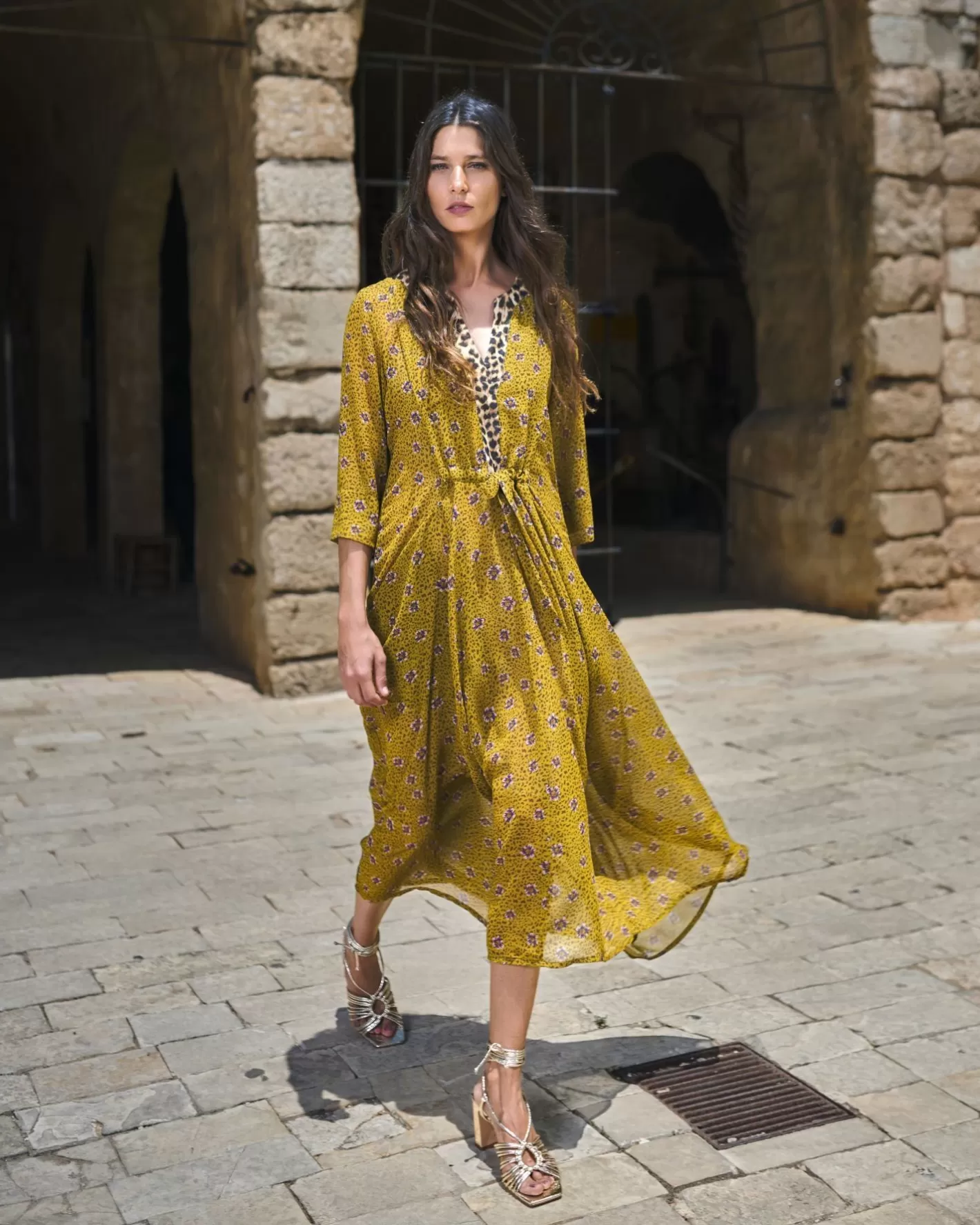 Amelie V-Neck Caftan, Meadow | Alembika New