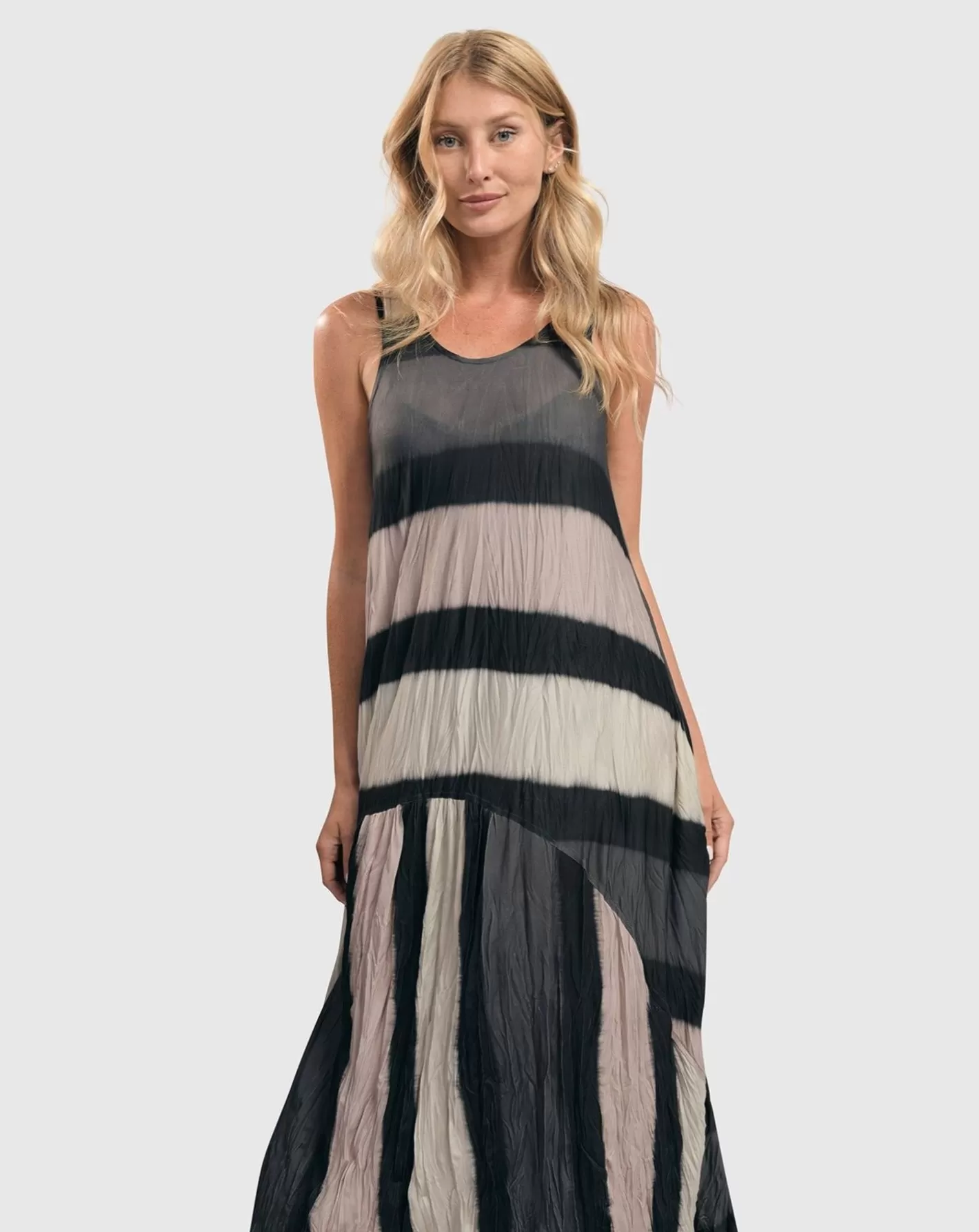 Charlie Crinkle Tank Dress, Stripe | Alembika Fashion