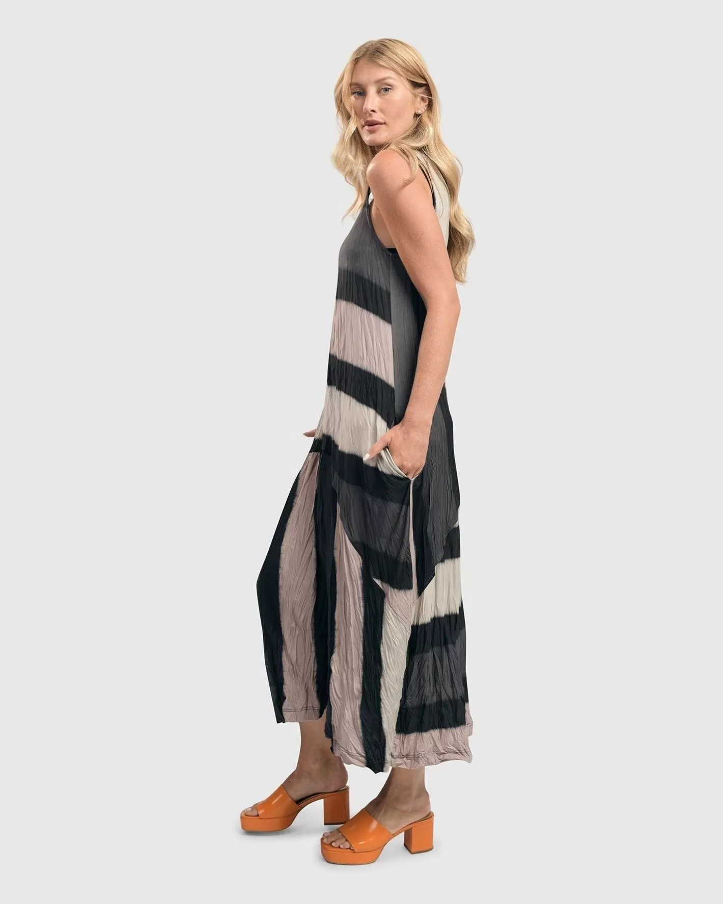 Charlie Crinkle Tank Dress, Stripe | Alembika Fashion