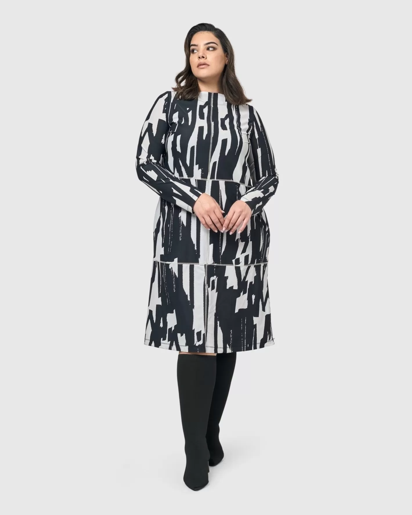 Cyber Boxy Dress, Brush | Alembika Clearance