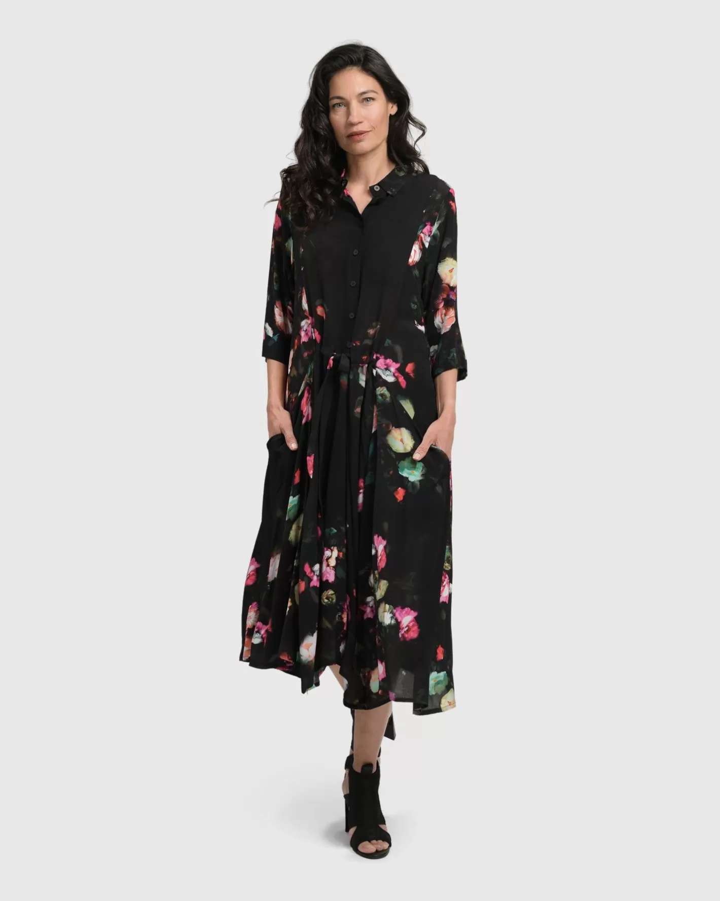 Drinks-On-Me Maxi Shirt Dress, Floral | Alembika Cheap