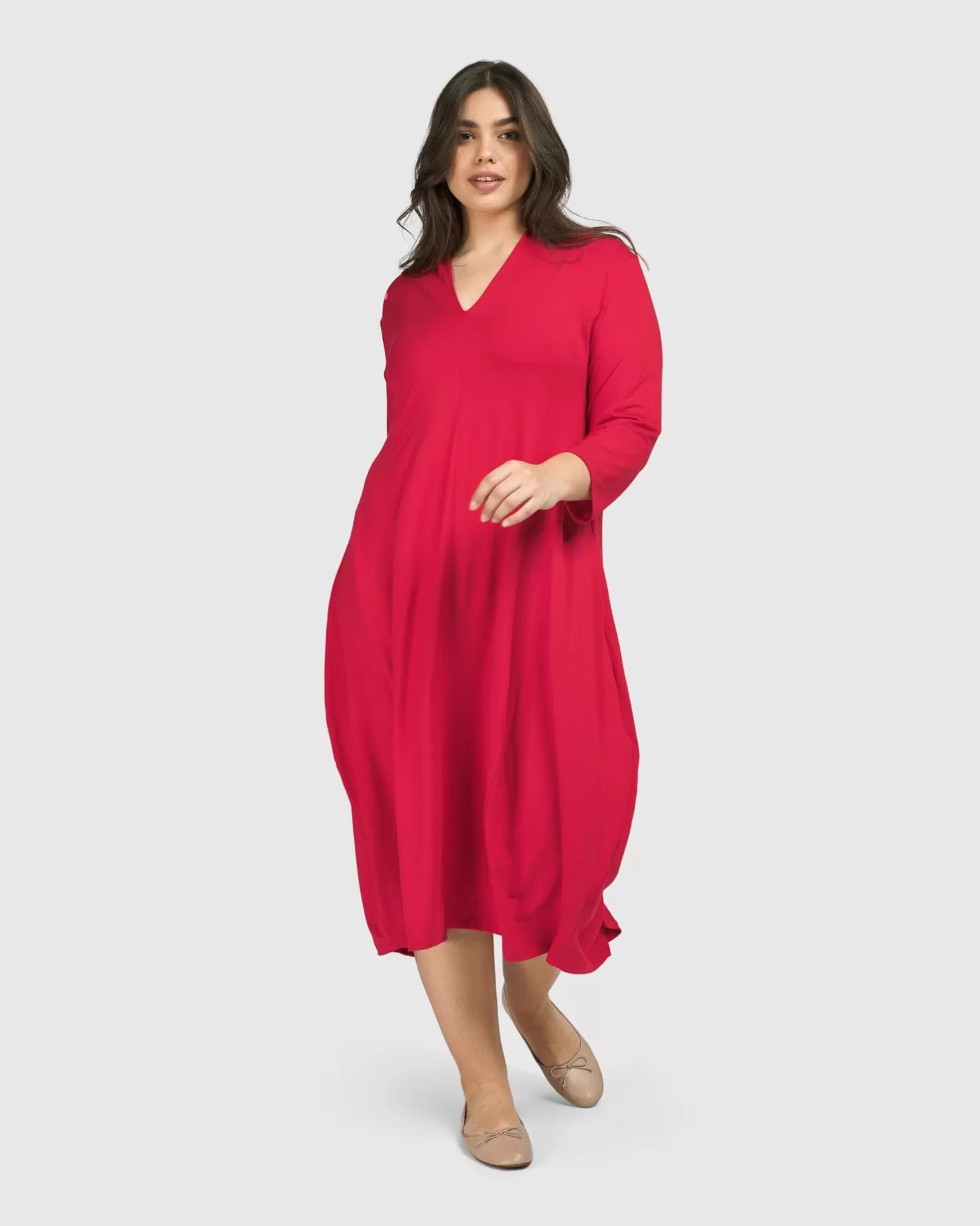 Essential Cocoon Dress, Red Rose | Alembika Cheap