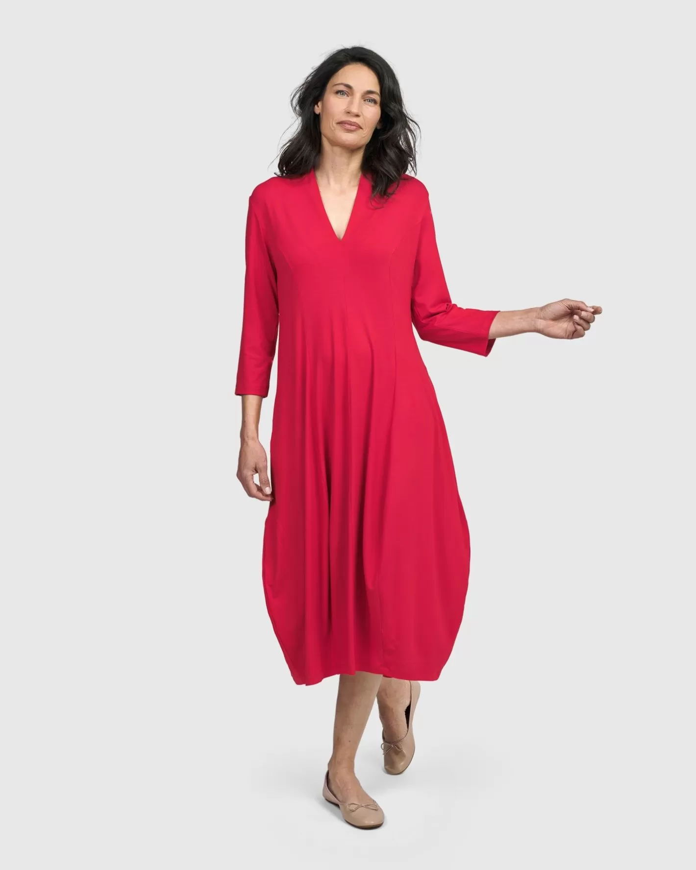 Essential Cocoon Dress, Red Rose | Alembika Cheap