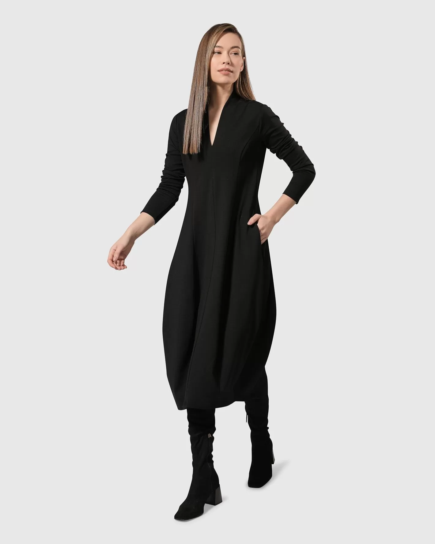 Essential Pockets Cocoon Dress, Black | Alembika Hot