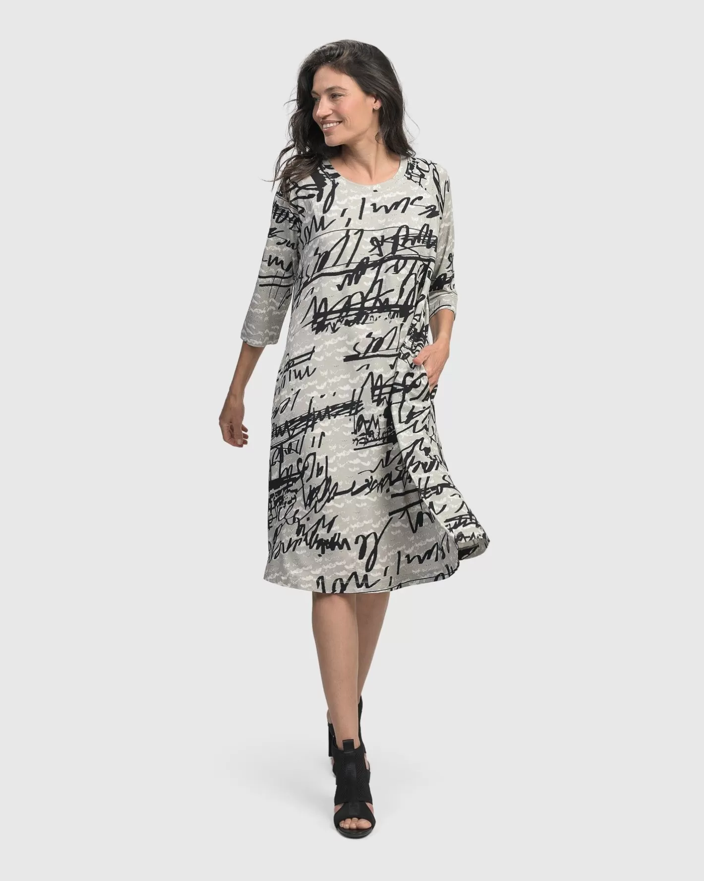 Flirty A Line Dress, Script | Alembika Clearance