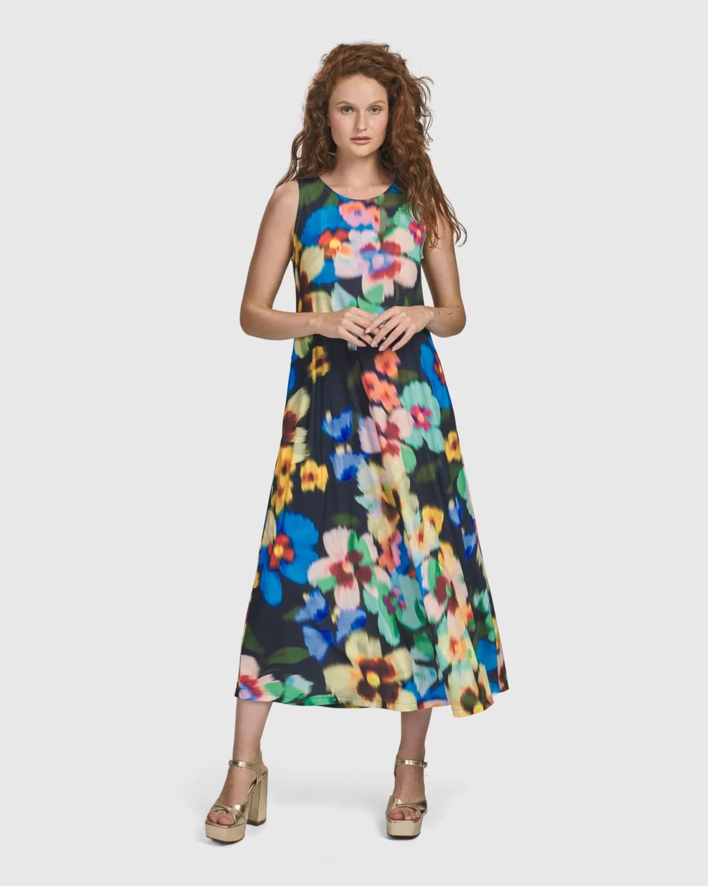 Forget-Me-Not Sleeveless Maxi Dress, Garden | Alembika Cheap