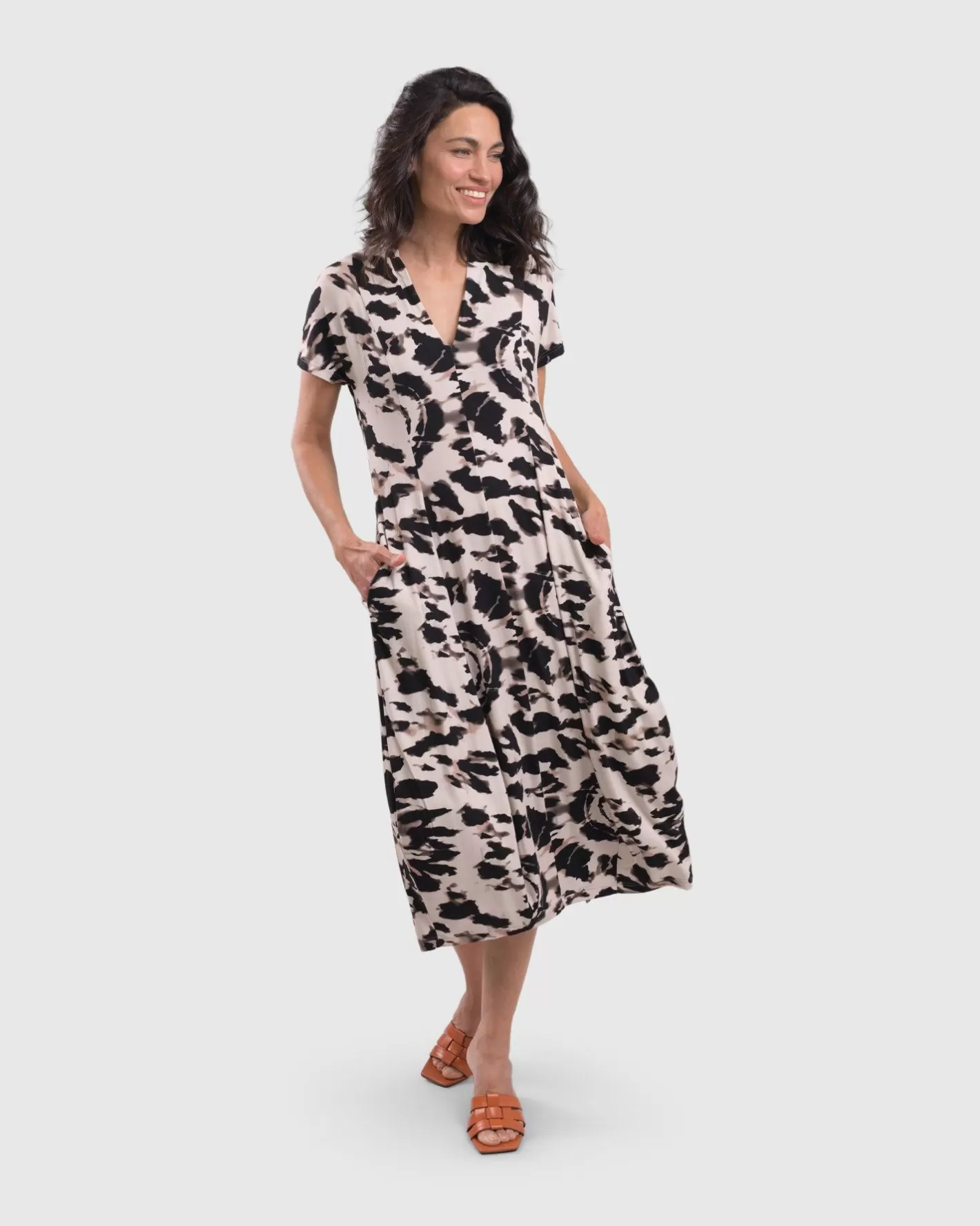 Jane Cocoon Midi Dress, Tie Dye | Alembika Shop