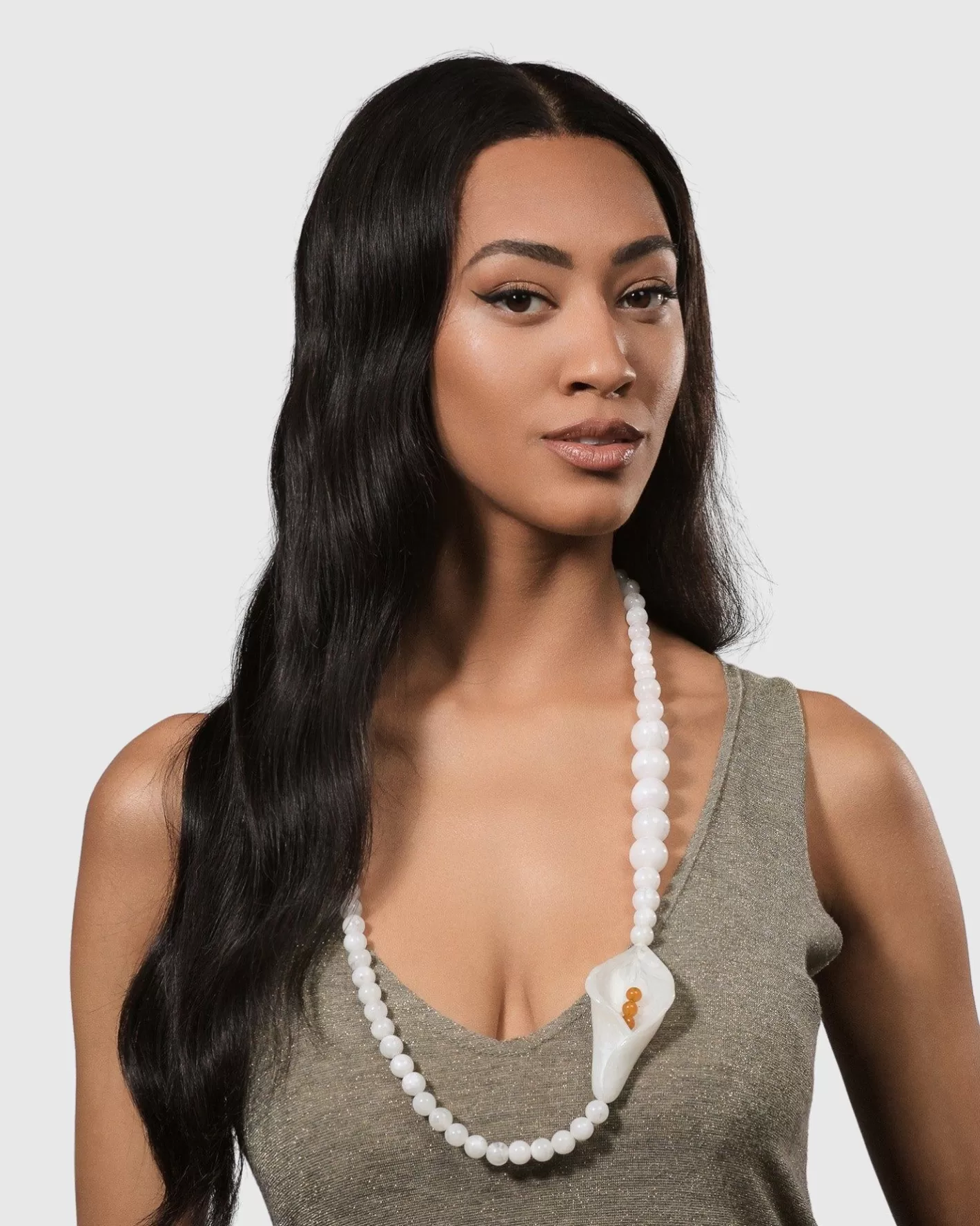 Lily Bead Necklace, White | Alembika Cheap