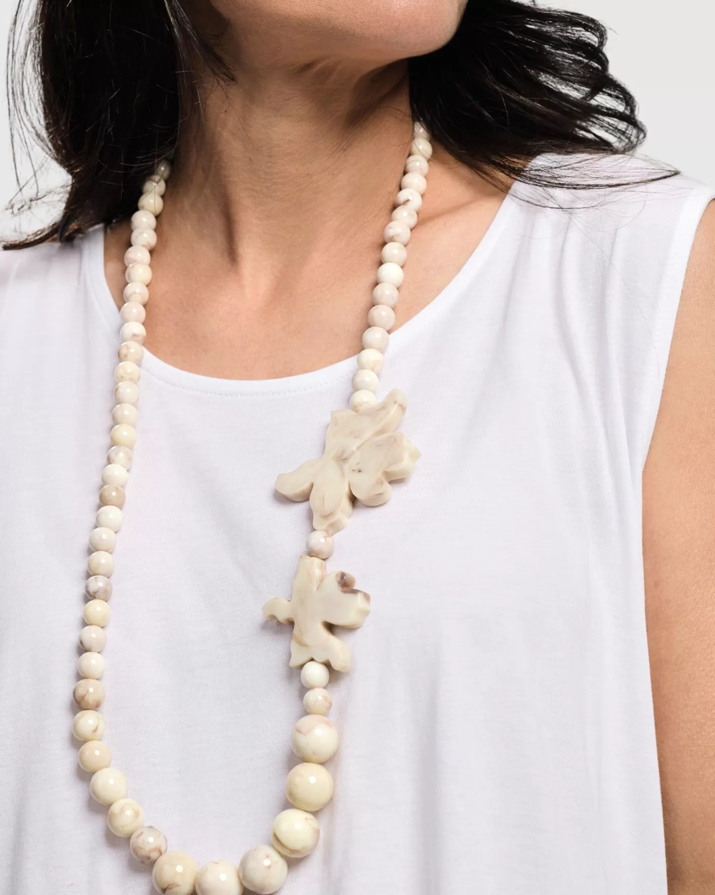 Lotus Bead Necklace, Oat | Alembika New