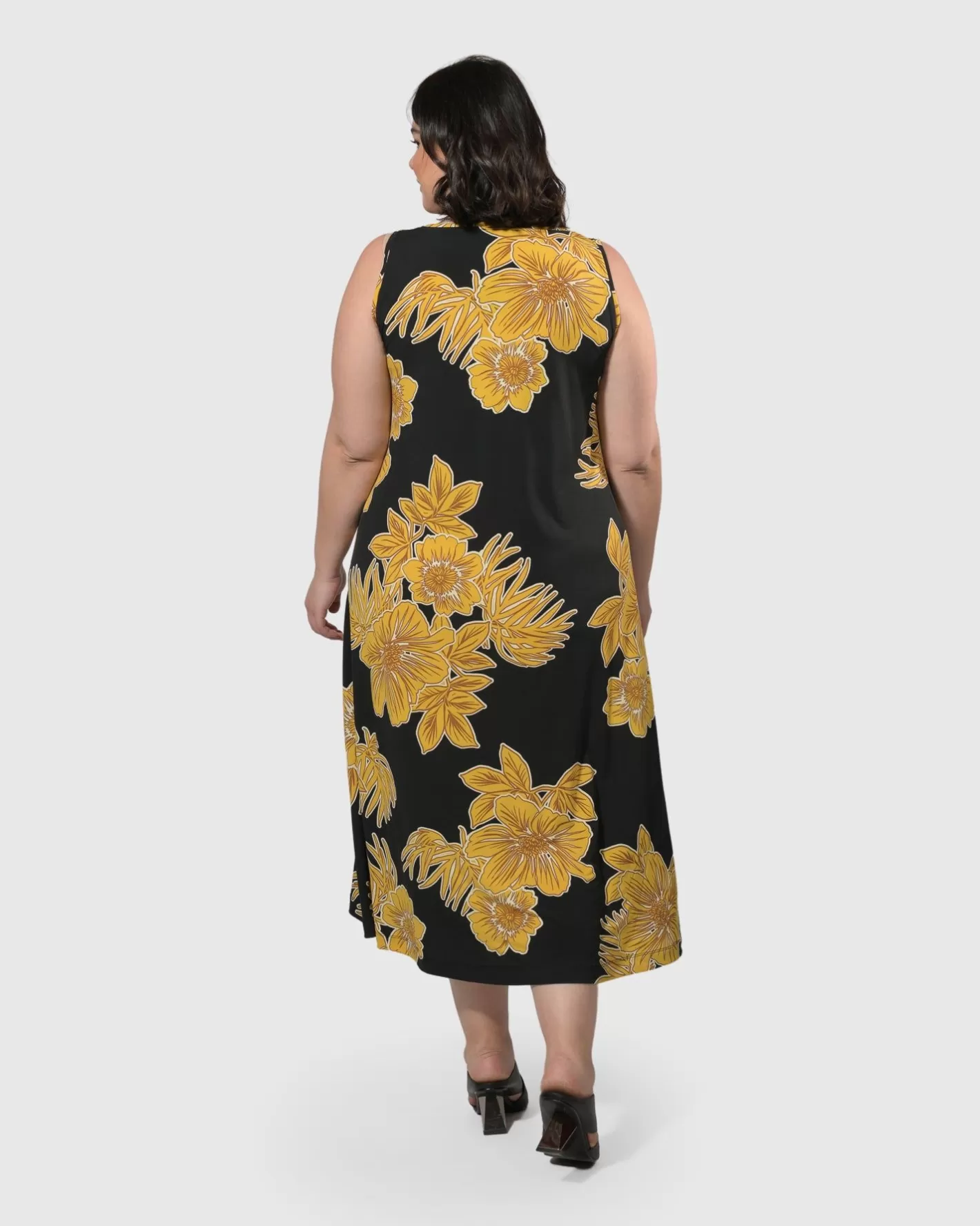 Molokai Sleeveless Swing Maxi Dress, Gold | Alembika Shop