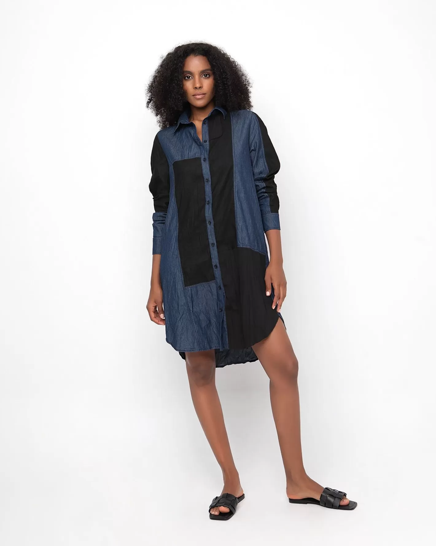 Ozai N Ku Patch Shirt Dress, Denim | Alembika Sale