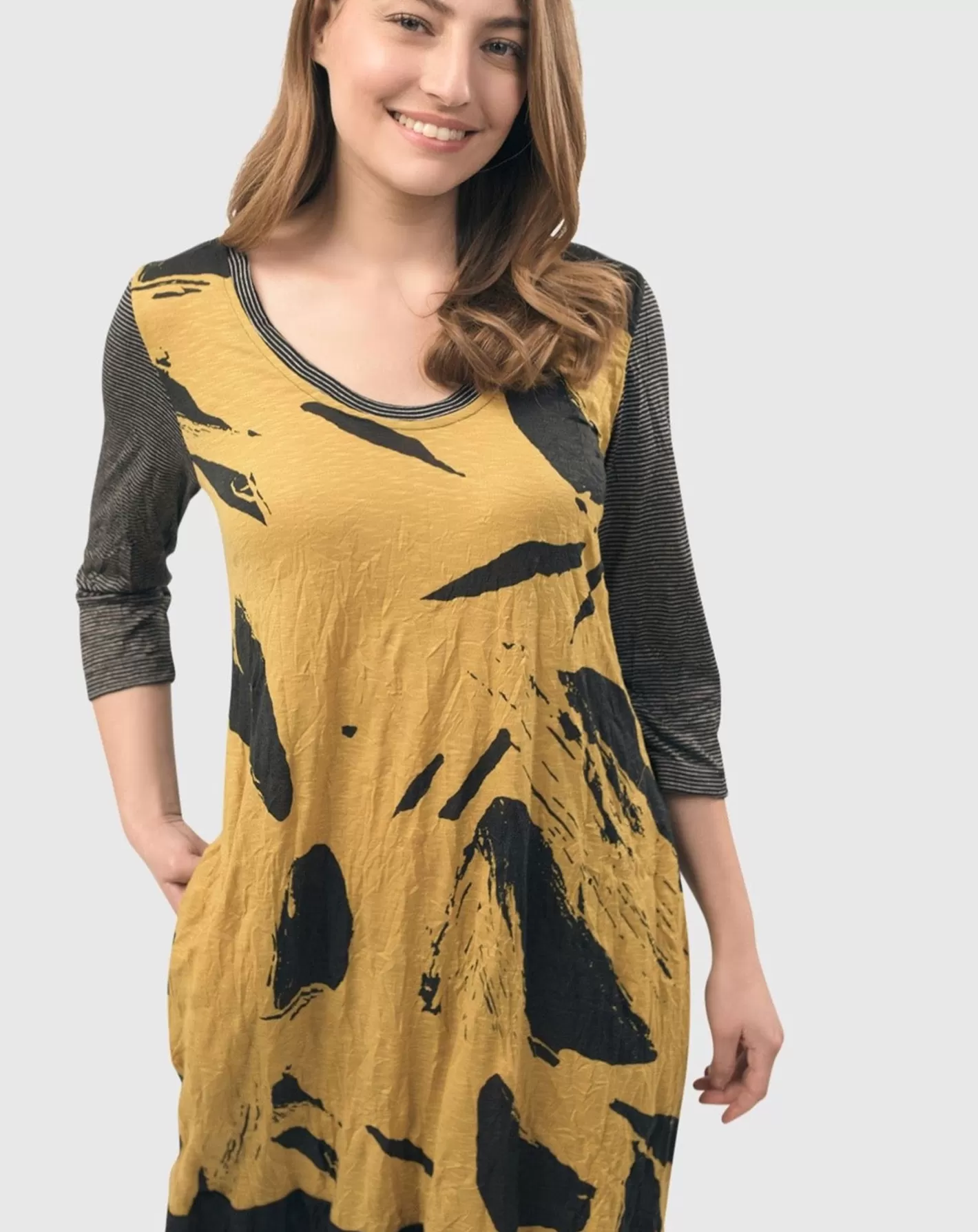 Ru Crinkle Cocoon Dress, Yellow | Alembika Flash Sale