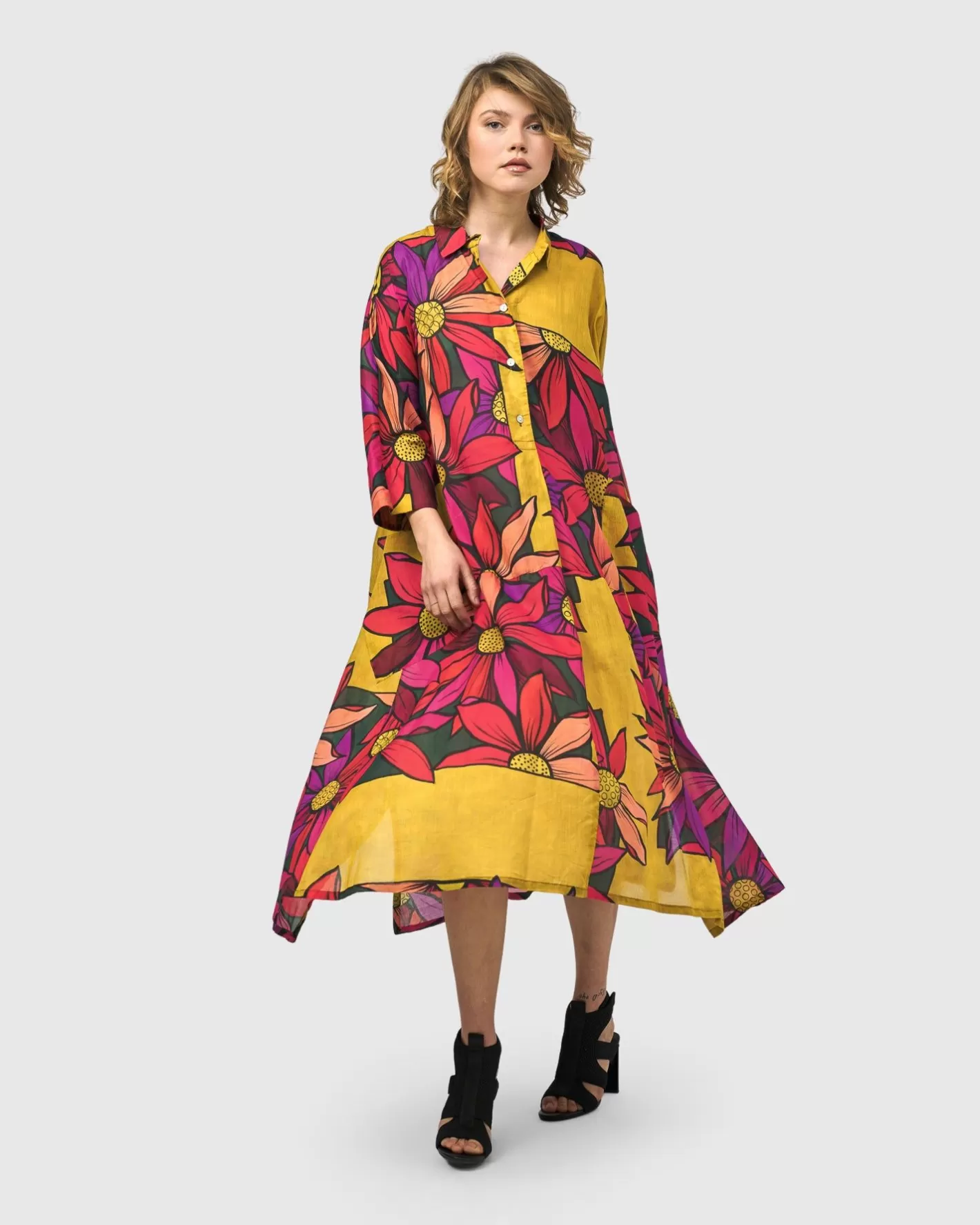 Saffron Shirt Dress, Bouquet | Alembika New