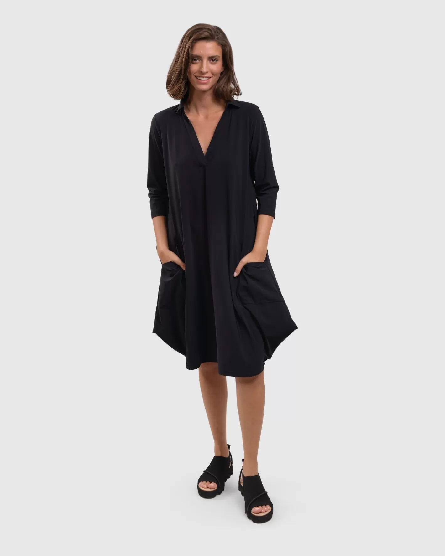 Tekbika Popover Dress, Black | Alembika Fashion