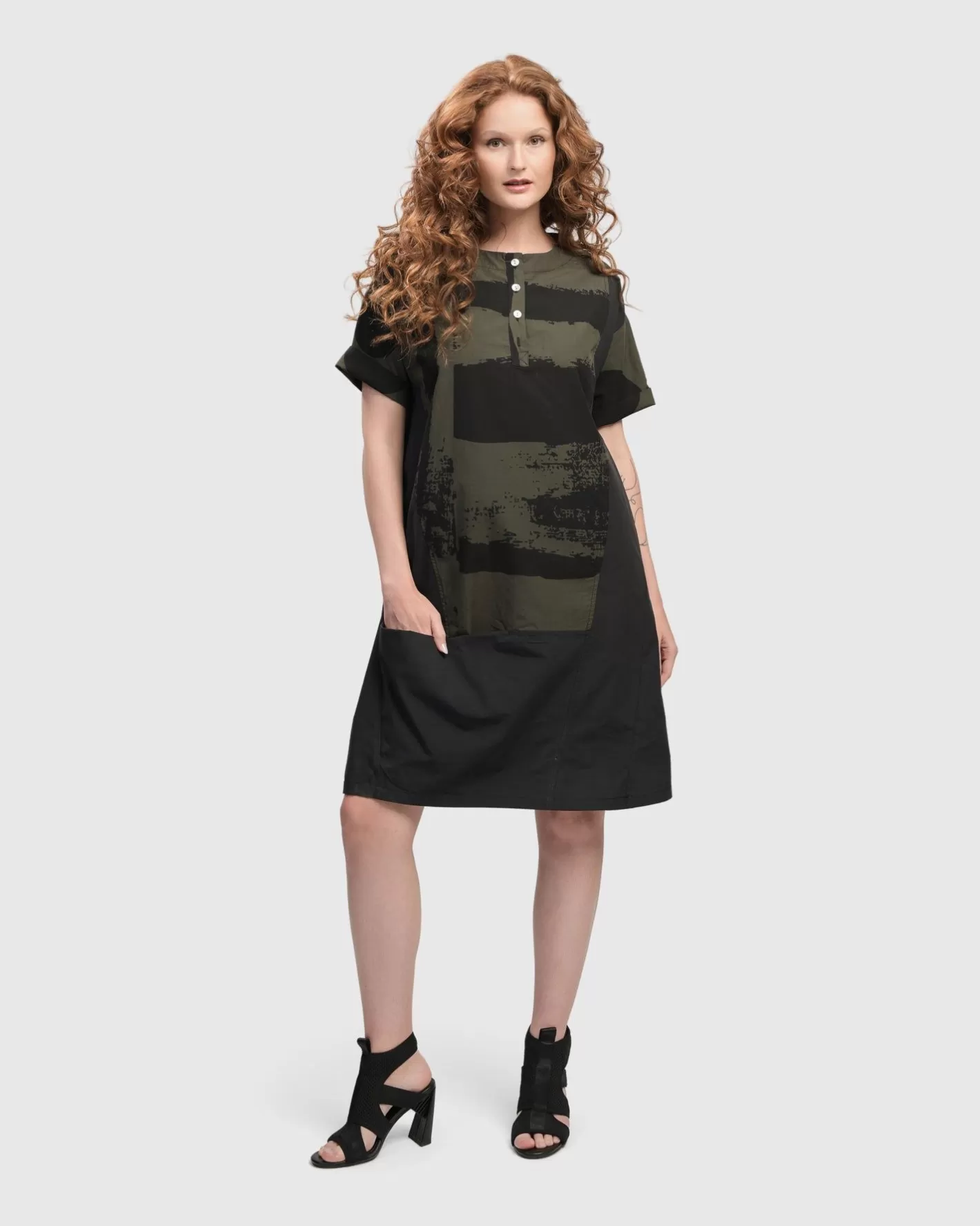 Urban Sapporo Shift Dress, Khaki | Alembika Best