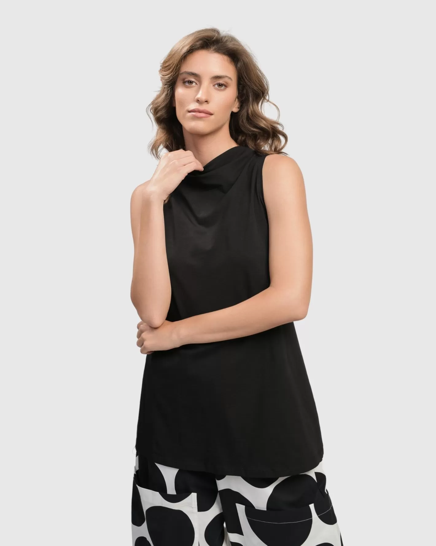 Urban Sleeveless Mockneck Top, Black | Alembika Cheap