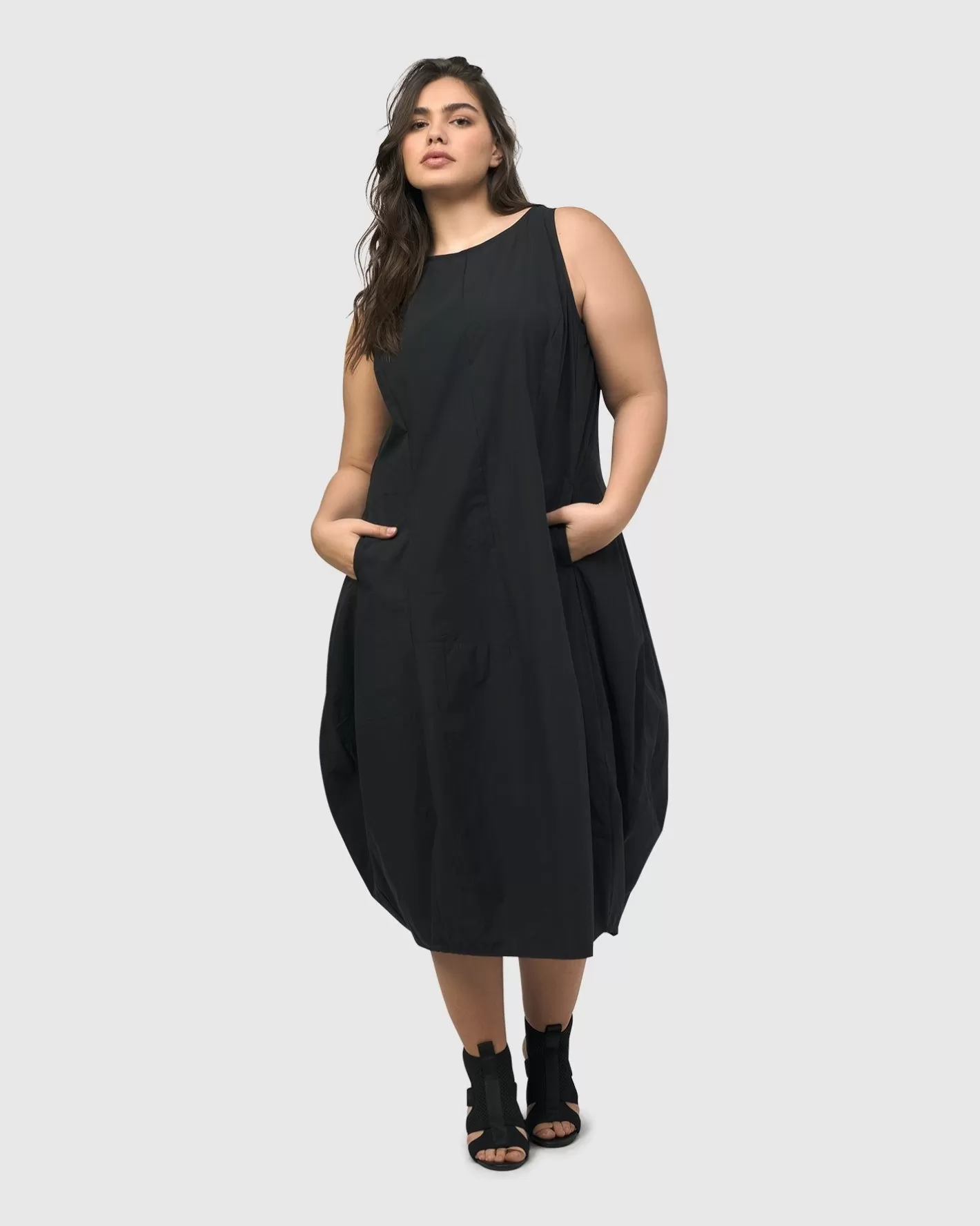 Urban Soho Sleeveless Cocoon Dress, Black | Alembika Cheap