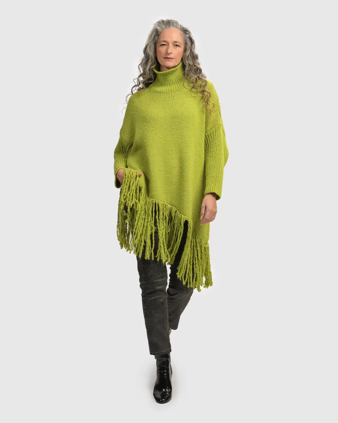 Urban Turtleneck Tunic Top, Lime | Alembika Sale