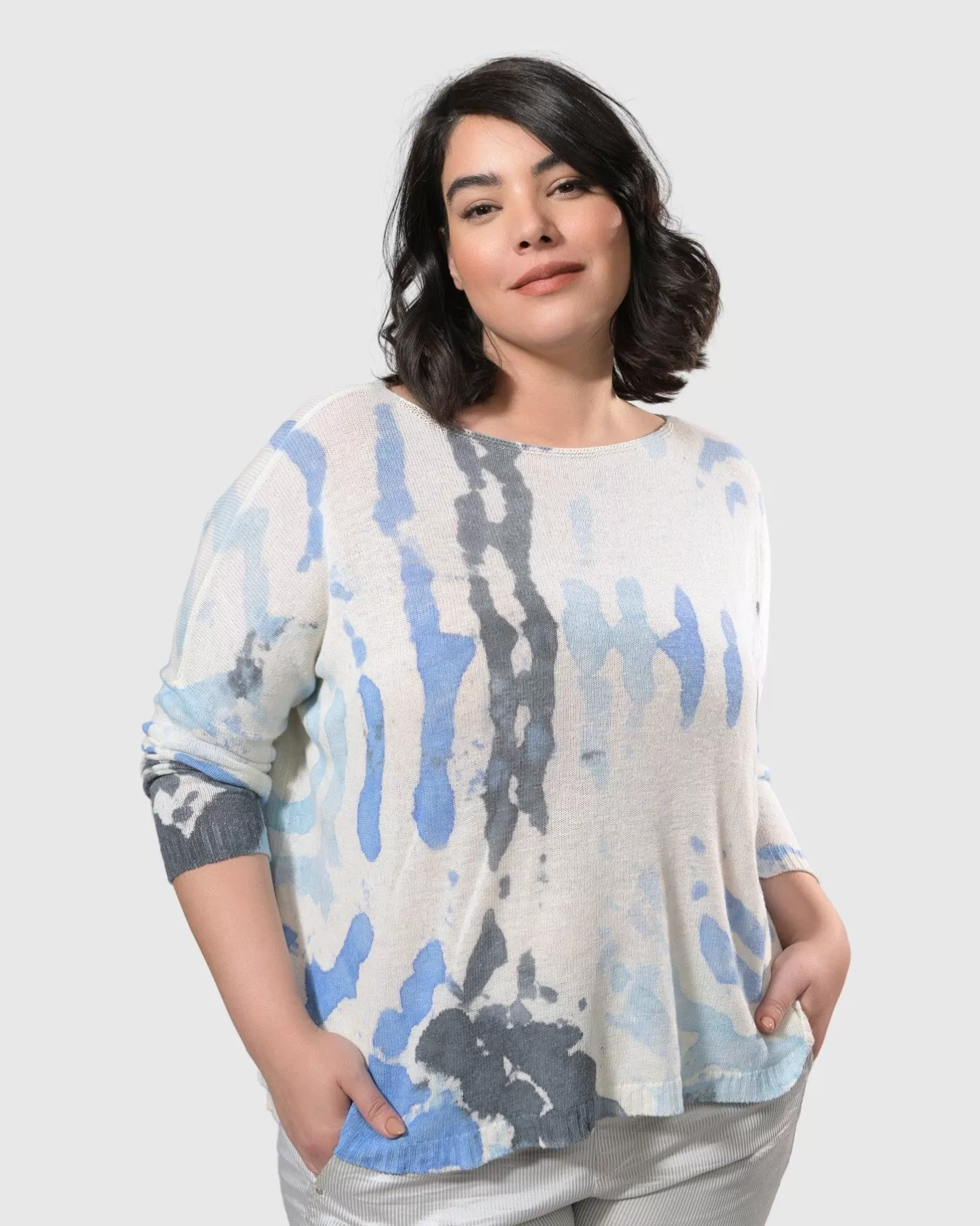 Watercolor Boxy Sweater, Nautical | Alembika New